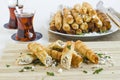 Turkish,cruncy,cheesy and savory great appetizers finger food on the chopping board.