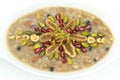 Traditional Turkish sweet Ashura ( Noah's pudding ) isolated on white background Royalty Free Stock Photo