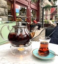 Traditional turkish tea armudu glass Royalty Free Stock Photo