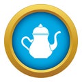 Traditional Turkish teapot icon blue vector isolated