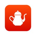 Traditional Turkish teapot icon digital red