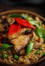 traditional twice cooked pork(huiguorou),Twice cooked pork slices,Sichuan style Chinese dish Royalty Free Stock Photo