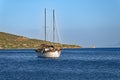Two Masted Sailing Yacht Anchored in Bay, Greece