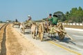 Traditional two-wheeled ox cart in Myanmar