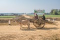 Traditional two-wheeled ox cart in Myanmar