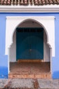 Traditional typical moroccan architectural details in Chefchaouen, Morocco, Africa Beautiful street of blue medina with blue walls Royalty Free Stock Photo