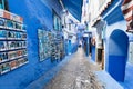 Traditional typical moroccan architectural details in Chefchaouen, Morocco, Africa Beautiful street of blue medina. Royalty Free Stock Photo