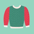 Traditional ugly Christmas sweater. Funny holiday clothes with cute print Royalty Free Stock Photo