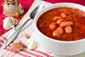 Traditional Ukrainian beetroot soup borsch
