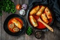 Traditional Eastern European stuffed cabbage dish `holubtsi`