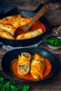 Traditional Eastern European stuffed cabbage dish `holubtsi`