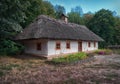 Traditional ukrainian old house with straw roof Royalty Free Stock Photo