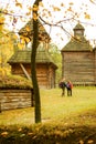 Traditional ukrainian rural cottage with a straw roof Royalty Free Stock Photo