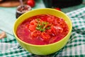 Traditional Ukrainian Russian vegetable borscht soup Royalty Free Stock Photo