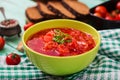 Traditional Ukrainian Russian vegetable borscht soup Royalty Free Stock Photo