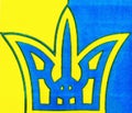 Traditional Ukrainian yellow blue trident emblem.