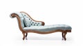 Refined Elegance Light Blue Chaise Lounge On White Background Royalty Free Stock Photo