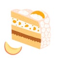 Traditional Uruguayan cake chaja in cartoon flat style. Hand drawn vector illustration of sponge cake with peaches and Royalty Free Stock Photo