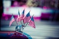 Traditional USA parade old car with flags Royalty Free Stock Photo