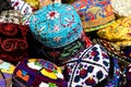 The traditional Uzbek cap named tubeteika, decorated with multi Royalty Free Stock Photo