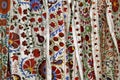 Traditional uzbek suzani embroidery fabrics at oriental bazaar