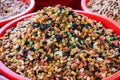 traditional Uzbek sweet mix of various varieties of nuts, dried fruits, oriental sweets close up Royalty Free Stock Photo