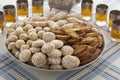 Traditional variety of Moroccan cookies with tea Royalty Free Stock Photo