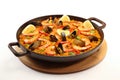 Saffron spanish paella seafood rice pan food dish shrimp traditional fish mediterranean