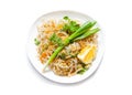 Traditional - Vegetarian Pad Thai dish, on white Royalty Free Stock Photo