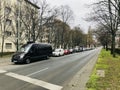 Traditional vehicles parked around an empty streets in Berlin Germany