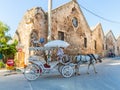 Traditional venetian brougham and horse at Greece, Crete