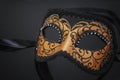 Traditional venetian carnival mask on black background. Royalty Free Stock Photo