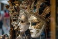 Traditional venetian carnival masks at the Venice Carnival in Italy