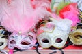 Traditional venetian mask in store on street, Verona Italy. Royalty Free Stock Photo