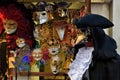 Venetian masks in store display in Venice. Decorative Venetian c Royalty Free Stock Photo