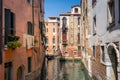 Traditional Venice view with channel street an old buildings