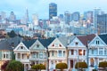 Traditional Victorian Houses at Alamo Square in San Francisco Royalty Free Stock Photo