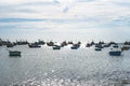 Traditional Vietnamese boat in the basket shaped at Fishing village , Binh Thuan Royalty Free Stock Photo