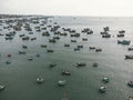 Traditional Vietnamese boat in the basket shaped at Fishing village , Binh Thuan, Vietnam Royalty Free Stock Photo