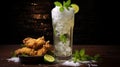 Traditional Vietnamese Cocktail With Lime And Fried Chicken