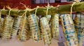 Traditional Vietnamese food - banh tet ( cylindric glutinous ri Royalty Free Stock Photo