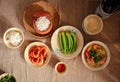 In Vietnam, family meals with many Traditional Vietnamese Food has been one of the unique cultural features Royalty Free Stock Photo