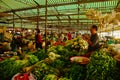 Traditional vietnamese market in the Vietnamese streets with vegetables Royalty Free Stock Photo
