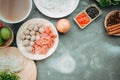 Traditional vietnamese noodle soups pho in bowls, concrete background. Vietnamese beef soup pho bo, Close-up. Asian/vietnamese Royalty Free Stock Photo