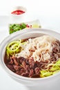 Traditional Vietnamese Soup Pho Bo with Beef Meat Isolated