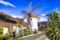 Traditional village Mogan with old windmill , Canary island. Gran Canaria travel Royalty Free Stock Photo