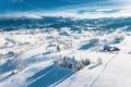 The traditional village Pestera in the Carpathians in winter time