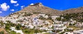 Traditional village Platanos and view of Panteli castle. Leros island, Greece, Dodekanese Royalty Free Stock Photo