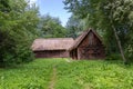 Traditional village in Poland. Open Air Museum. Wooden houses. Wooden folk architecture from different areas of the Lublin