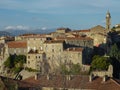 Traditional village stone houses and church in the mountains of Corsica, France Royalty Free Stock Photo